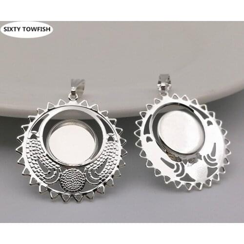 20 Pieces Tray Fit 10mm Size 25mm Copper Silver Color /Antique Bronze Charms Jewelry base setting Accessories Finding