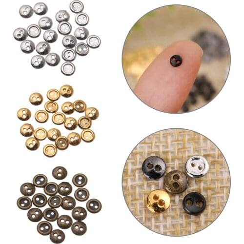 20Pcs/set Mini Metal Buttons for DIY Doll Clothes 4mm Tiny Round Button Buckles Toy Dolls Clothing Handmade Sewing Accessories
