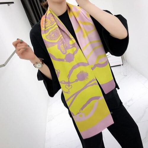 2019 Luxury Brand New Design Belt Chain Twill Scarf Double-deck Women Scarf Tie Head Silk Scarf For Ladies Neckerchief