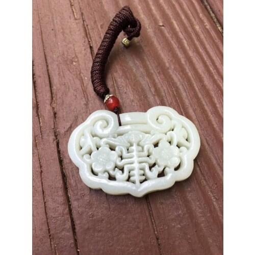 Certified Authentic Genuine 100% natural Hetian nephrite white jade pendant L271 + Certificate