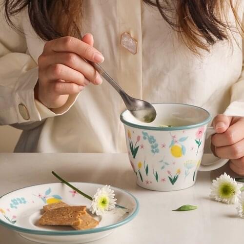 Modern Flower Coffee Cup Unique Nordic Style Ceramic Reusable Coffee Cup and Saucer Azzine Caffe Kitchen Accessories EI50BD