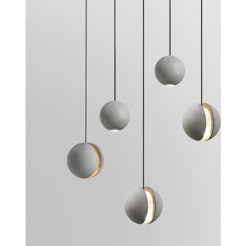 Modern Minimalist Led Pendant Light Concret Ball Round Shape Decoration Lighting Living Room Bedroom Corridor Restaurant Lamp