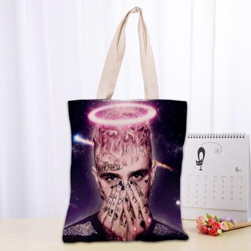 Custom Lil Peep R.I.P Tote Bag Women Canvas Fabric Bags Eco Reusable Shopping Bags Traveling Beach Casual Useful Shoulder Bag