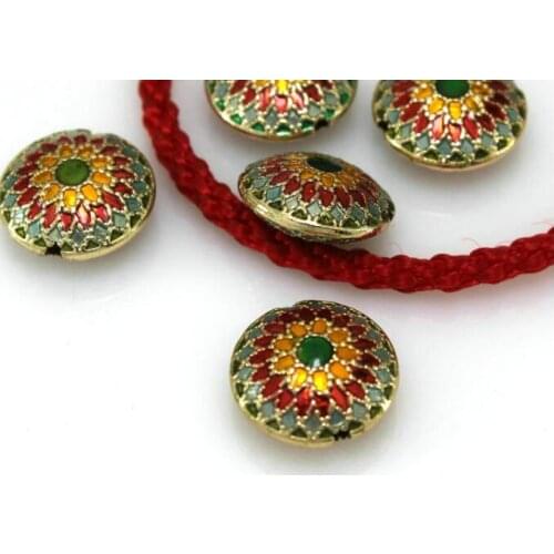 5pcs/lot Tibetan Silver sunflower color beads for bracelet Decorative Metal DIY Jewelry Alloy accessories fg4s