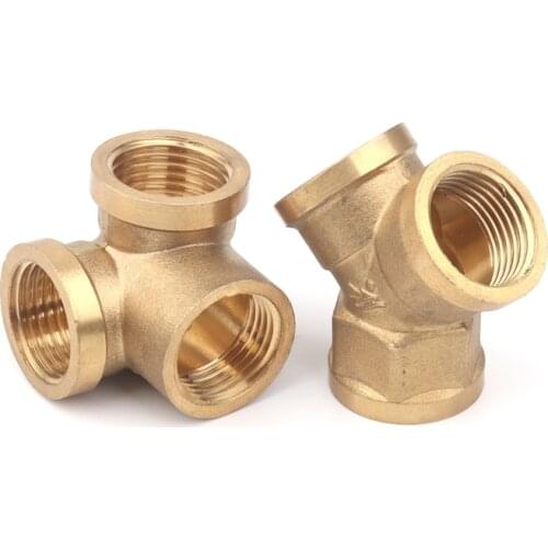 1pc G1/2" Female Thread Tee Connector Pure Brass Plumbing Y-Type T-Type Connectors Water Gas Pipe Copper Fittings