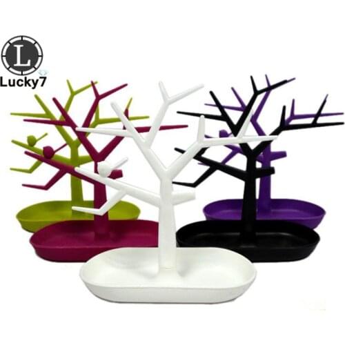 1pc Fashion Jewelry Bracelet Earring Ring Display Organizer Rack 5 Colors Plastic Bird Tree Jewelry Storage Holder Stand Tray