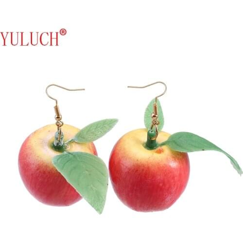 YULUCH Fresh and Exquisite Jewelry Accessories Plastic Red Big Apple Pendant for Cute Sweet Woman Earrings Party Gifts