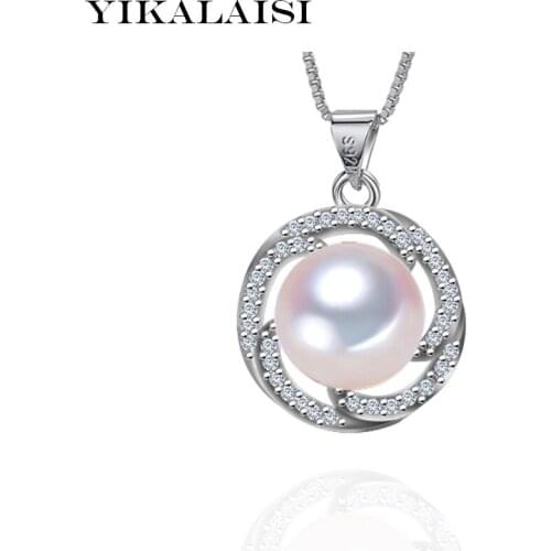 YIKALAISI 925 Sterling Silver Jewelry Pearl Necklace Jewelry High Quality 9-10 mm Natural Pearl Pendant For Women Gift
