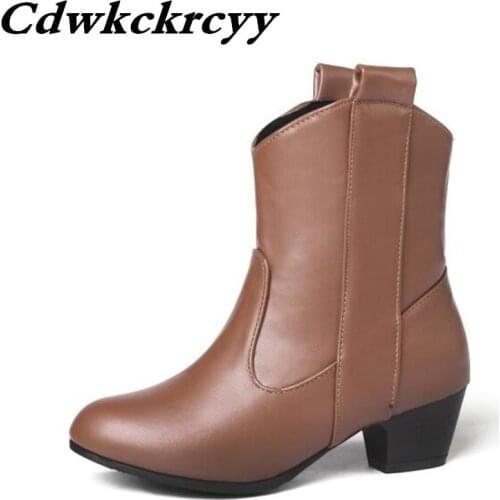 Winter New pattern Europe and America Retro English Sharp head Middle heel boots for women boots winter boots for girls