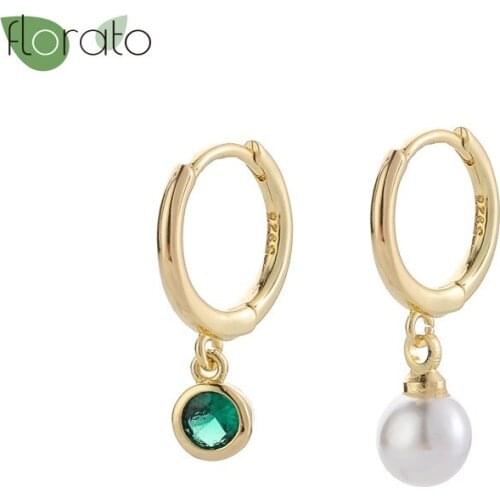 Pearl Hoop Earrings for Women Gold Color 925 Silver Hoop Earrings Fashion Circle Hoops Earrings for Women Party Jewelry