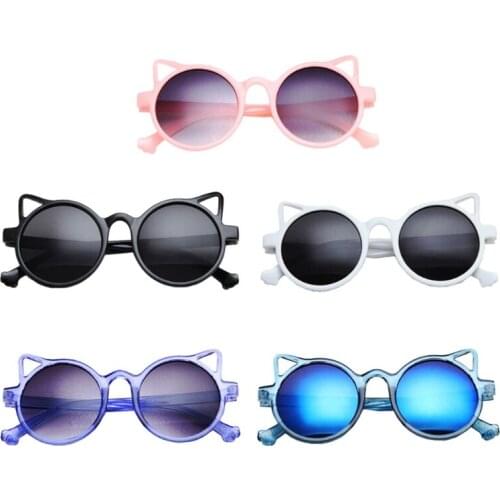 1Pc Kids Round Cat Ear Sunglasses Unisex PC Sun Glasses Lovely Cartoon Children Baby Eyewear Fashion UV400 Protection