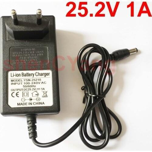 1PCS High quality DC 25.2V 1A 1000mA Smart Intelligent Lic Charger Electric Wrench Charger 18650 Li-ion LiPo Battery EU plug