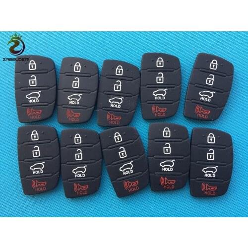 10Pcs/Lot Auto Parts Replacement Case Car Key Rubber Pad For Hyundai IX45 Santa 4 Buttons Remote Shell Cover Accessories Cheaper