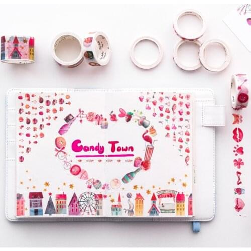 10pcs Candy color washi tape set 8mm 15mm 30mm Forest animal Pink donut masking tapes stickers album decoration Stationery FJ346