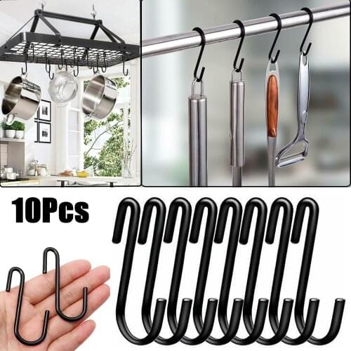 10Pcs S Hanging Hooks Heavy Duty Hanger Metal Hook for Hanging Pot Pan Cups Plants Towels Applied In Kitchen Closet Bathroom