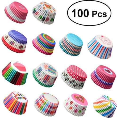 100Pcs cupcake Paper Cup Muffin Box Food Grade Color Printing Cake Decorating Tool Cake Paper Cup Kitchen Accessories Baking Cup