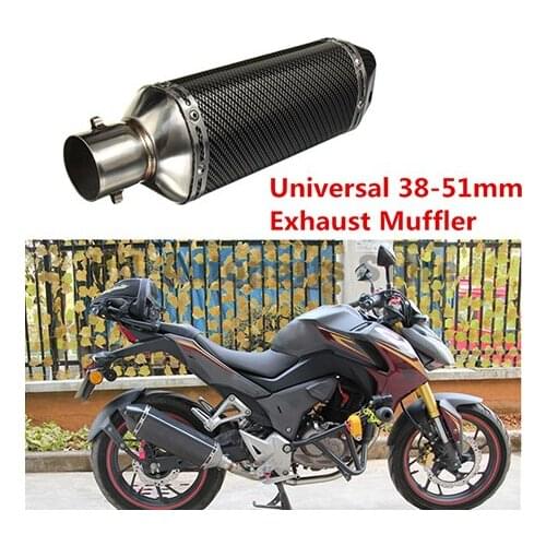 38-51mm Exhaust Pipe Black Carbon Fiber Exhaust Muffler Pipe Stainless steel welding for dirt bike street bike scooter ATV