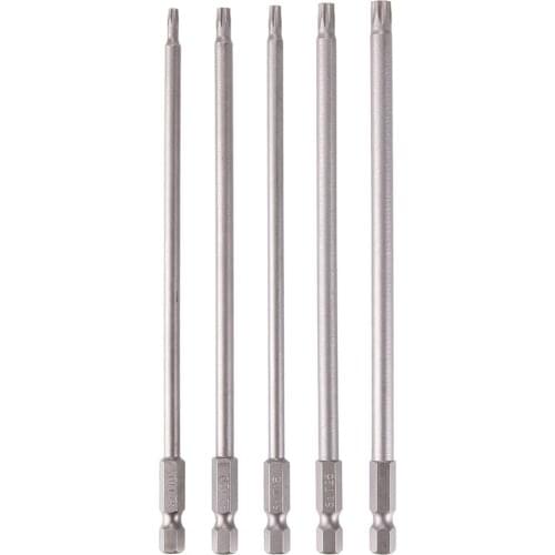 5Pcs/Set 150mm 1/4 inch 6.35mm Hex Magnetic Hollow Torx Head Screwdriver Screw Driver Drill Bits Set T10-T30 Tool #246975