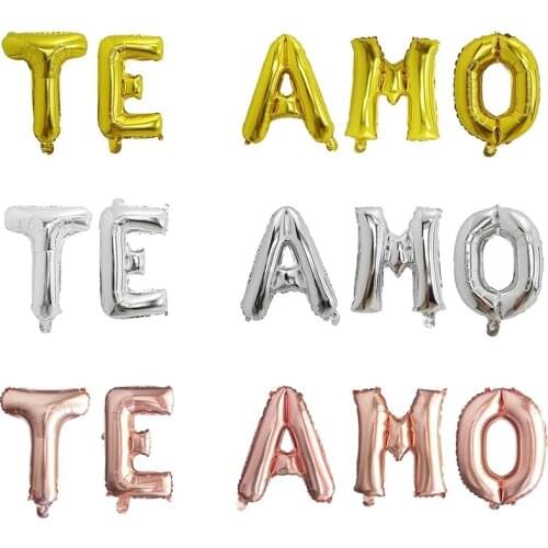 5Pcs/Lot 16inch Rose Gold TE AMO Spanish I Love You Foil Balloons Valentines Day Wedding Anniversary Decoration Party Supplies