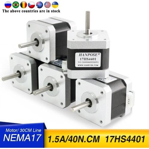 5pcs 42 motor 4 lead Nema 17 motor Nema17 stepper motor 1.7A (17HS4401) motor for 3D printer