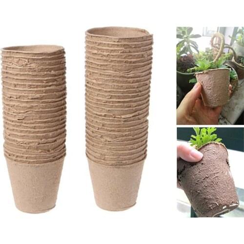 50pcs Paper Pot Plant Starters Nursery Cup Kit Organic Biodegradable Eco-Friendly Home Cultivation Garden Tools Gardening U27