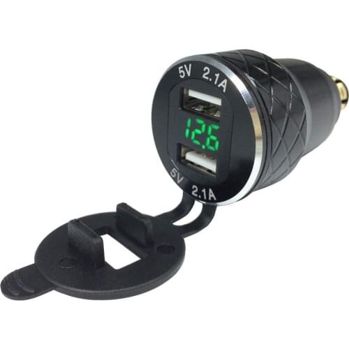 5V 2.1A DIN to USB Aluminum Alloy European Motorcycle USB Charger DIN Socket Plug Power Outlet Voltmeter for Triumph Tiger 800