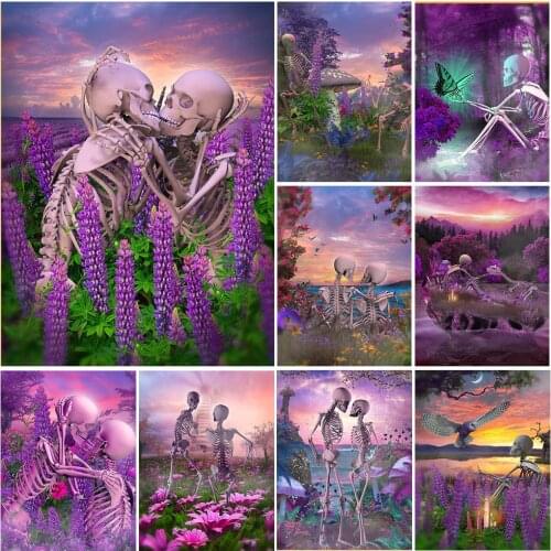 FIYO 5D Diamond Painting Skull Kiss Skeleon Cross Stitch True Love Square/Round Embroidery Full Rhinestones Pictures Home decor
