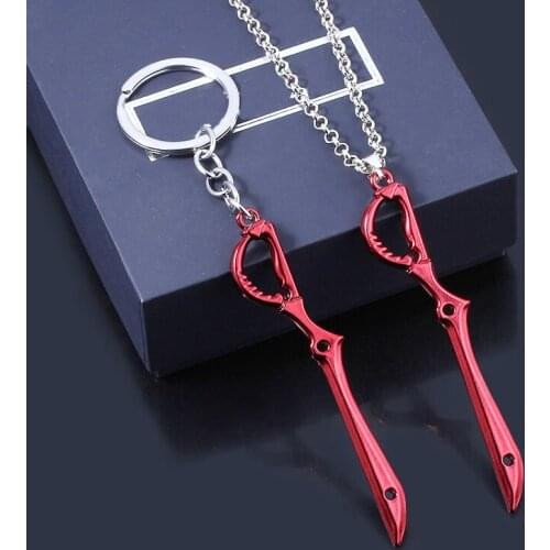 Anime KILL la KILL Key Chains Matoi Ryuko Mini Metal Red Scissor Blade Weapon Pendants Keyring Men Car Accessories