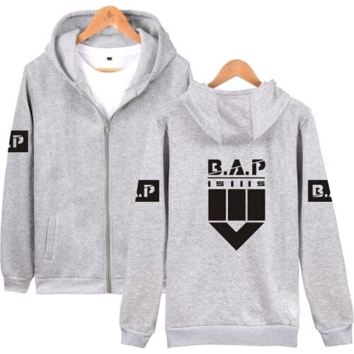 B.A.P KPOP fashion sport hip hop zipper men women hoodies jacket casual zip up long sleeve hooded sweatshirt tracksuits tops 4XL