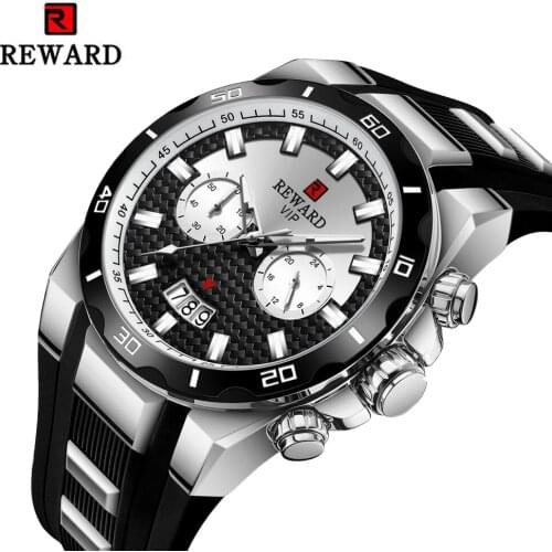 Silicone Band Luxury Brand REWARD New Sport Mens Quartz Watches Watch For Mens Wristwatch Waterproof Clock Relogio Masculino