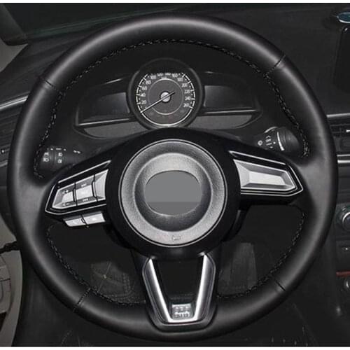 DIY Hand-stitched Steering Wheel Cover Genuine Leather Car Steering Wheel Cover For Mazda CX-3 CX3 CX-5 CX5 2017 2018