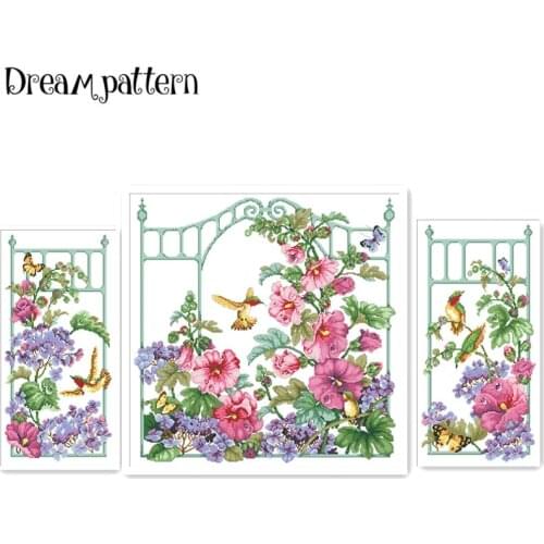 Flower garden cross stitch package cartoon people 18ct 14ct 11ct cloth cotton thread embroidery DIY handmade needlework