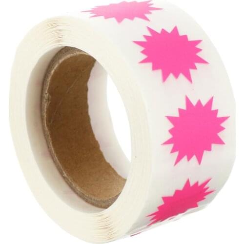 1 Roll/500pcs Decorative Stickers Fluorescent Color Label Explosion Pattern Label