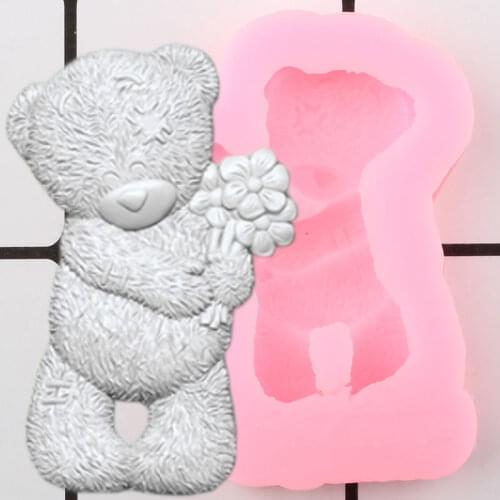 DIY Bear Silicone Mold Chocolate Baking Fondant Molds Flower Cake Decorating Tools Cupcake Topper Candy Polymer Clay Moulds