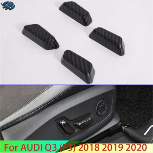 For AUDI Q3 (F3) 2018 2019 2020 Car Accessories Carbon Fiber Style Interior Inner Seat Adjustment Switch Knob Button Cover Trim