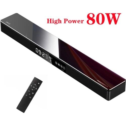 Home Theater TV Echo Wall 3D Stereo Surround Bluetooth Speaker with LED Clock Display Thermometer Music System Central Sound Bar