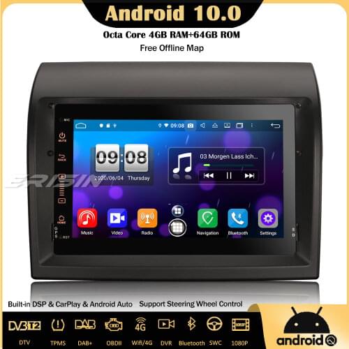 Erisin 8774 Android 10.0 Car Stereo Carplay DSP For FIAT Ducato Peugeot Boxer Citroen Jumper DAB+ GPS WiFi USB OBD2 TPMS DTV 4G