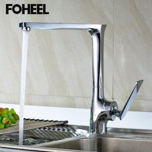 FOHEEL Kitchen Faucet Single Handle Mixer Hot and Cold Water Taps Deck Mounted Single Hole Kitchen Faucets Mixer Sink Tap