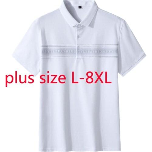 New Arrival Fashion Super Large Summer Men Short Sleeve Casual Turn-down Collar Knitted T Shirt Plus Size L XL 2XL 3XL 4XL -8XL