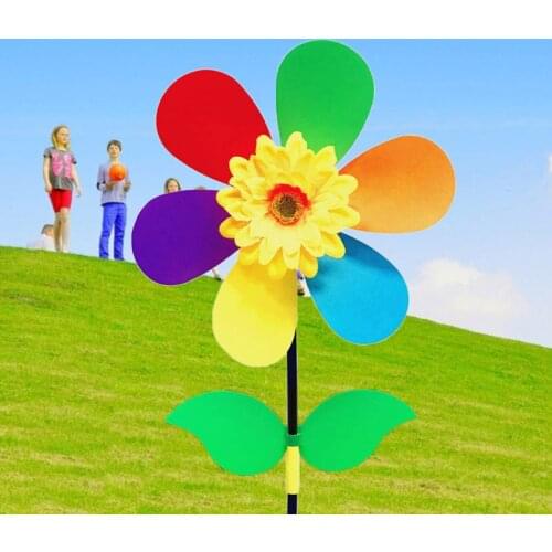 Colorful Sunflower Windmill Wind Spinner Pinwheel Garden Yard Decoration Kids DIY Toy Outdoor Gift
