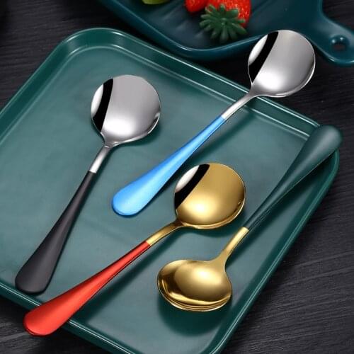 Stainless steel creative net red spoon gold-plated Nordic personality coffee spoon round dessert spoon spoon fruit salad spoon