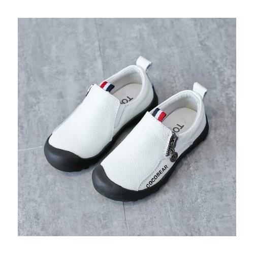 COCOBEAR Kids autumn winter sneakers kids soft cowhide leather trekking walking shoes big boys non-slip toe protection shoes