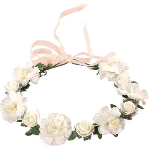 Lightweight with Ribbon Women Girl Flower Wreath Crown for Theme Party