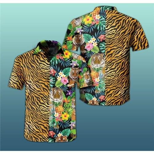 2021 Summer Quality Harajuku Beach New Arrival Men Short-Sleeve Animal Casual Anime Shirt Blouse Loose Surfing Hawaiian-shirt