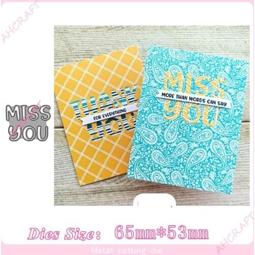 Miss you Words Metal Cutting Dies for diy Scrapbooking Photo Album Decorative Embossing PaperCard Crafts Die Cut 2020