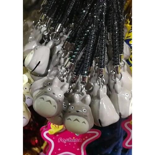 New 50 pcs Cute Japanese anime My Neighbor Totoro Claus key chains Cartoon Cell Phone Strap Bell Charm Gift