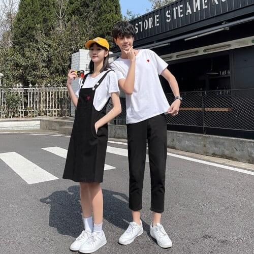 2021 summer realistic new couples wear students short sleeve suit couples clothes couples clothing