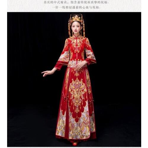 Plus Size 4XL 5XL 6XL Nice Style Chinese Traditional Dress Red Wedding Dress Long Evening Dress Embroidery Cheongsam Clothing