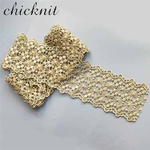 CHICKNIT Width 88mm new Golden DIY water soluble Embroidered guipure lace Trims sewing on clothes accessories JB14