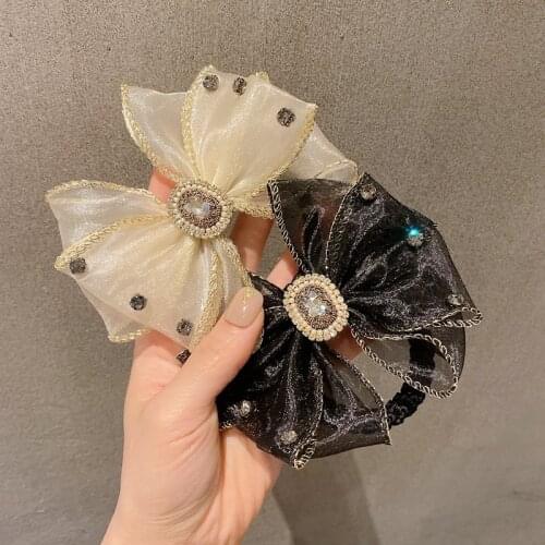 2021 New Rhinestone Plaid Bowknot Hair Ties Polka Dot Rubber Band Girl Headdress Head Rope for Women Fashion Hair Accessories